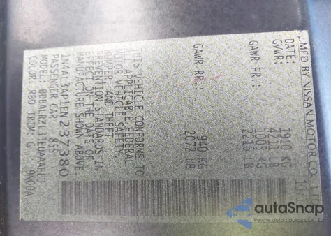 2014 Nissan Altima 2.5 S z USA, uszkodzony, nr VIN 1N4AL3AP1EN237380